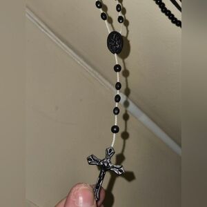 Goddess Black Bead Rosary Cross Hanging Decor